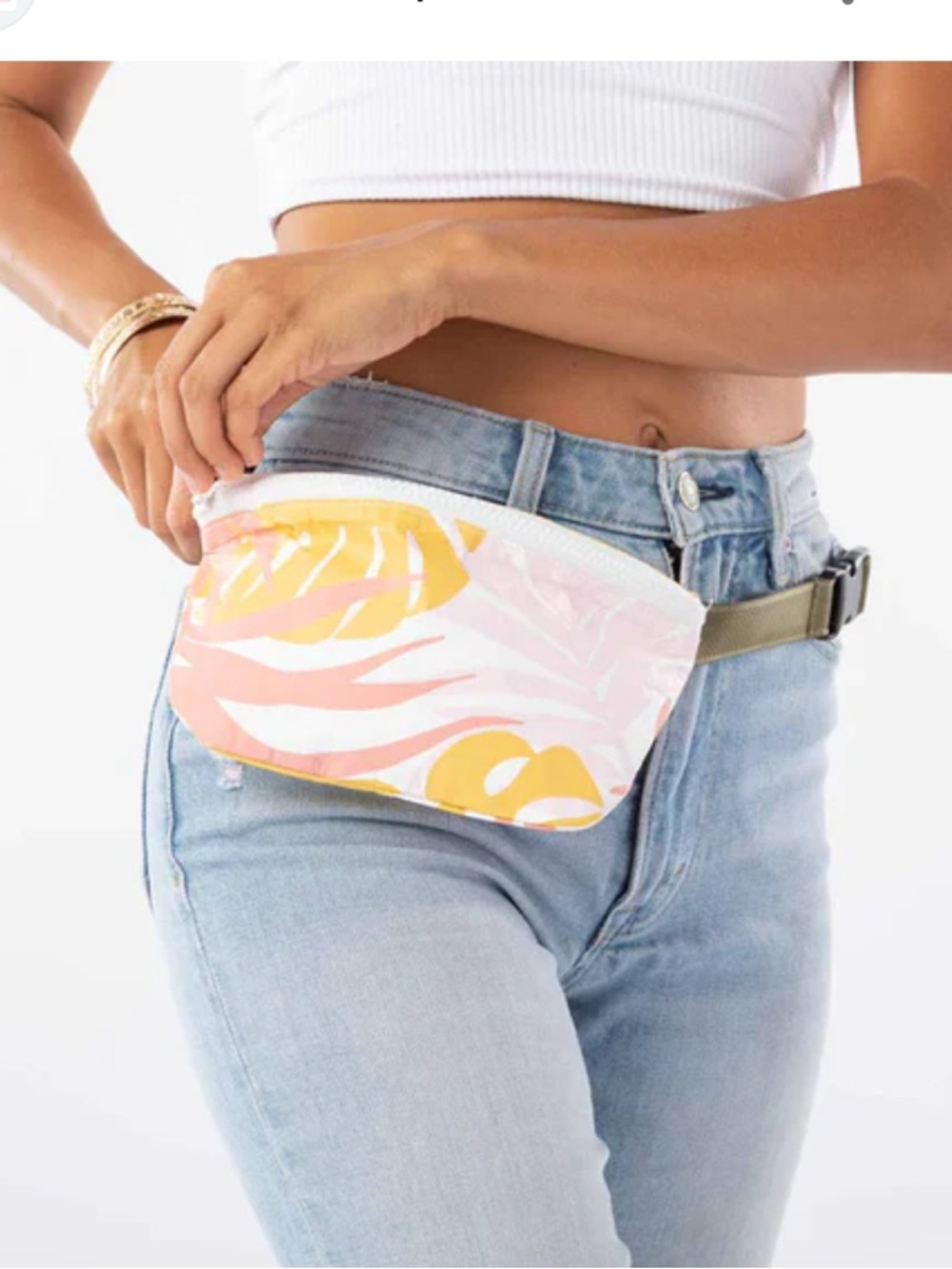 ALOHA Collection Pink and Yellow Crossbody or Belt Bag - Picture 3 of 6